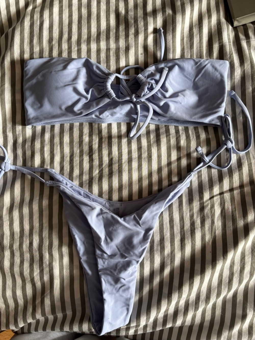 Classic Lilac Bandeau Tie-Side Bikini Set - Women Swim